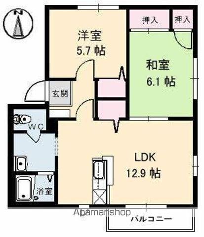 コートMT A・B棟(2LDK/2階)の間取り写真