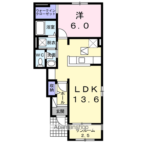 グレイスハナ 1(1LDK/1階)の間取り写真