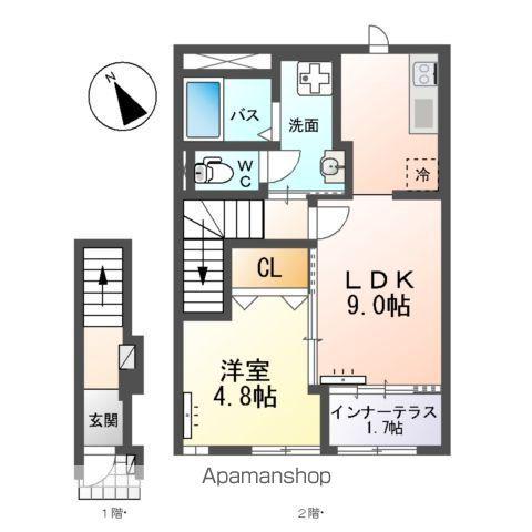 アーバンスカイM(1LDK/2階)の間取り写真