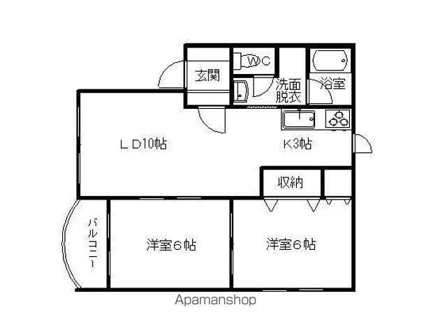 プリオール公園南Ⅲ(2LDK/2階)の間取り写真