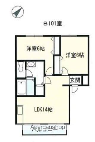 サンマリーナB(2LDK/2階)の間取り写真