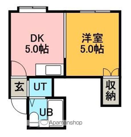 グランドール片桐Ⅱ(1DK/1階)の間取り写真