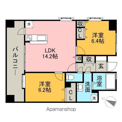 アントゥール薬院(2LDK/11階)の間取り写真
