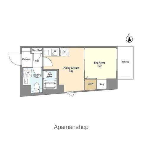 グランカーサ上野松が谷(1DK/6階)の間取り写真