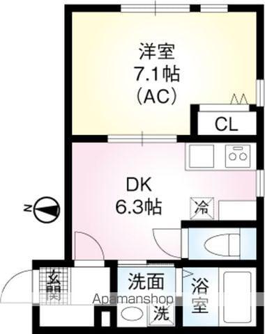 SQUARE2(1DK/1階)の間取り写真