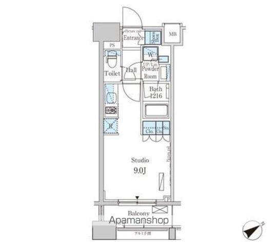 パークアクシス横浜山下町(ワンルーム/8階)の間取り写真
