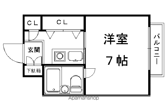 ハーモニーコーポ山根(1K/3階)の間取り写真