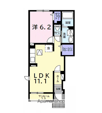 キャンディハウスⅡ(1LDK/1階)の間取り写真