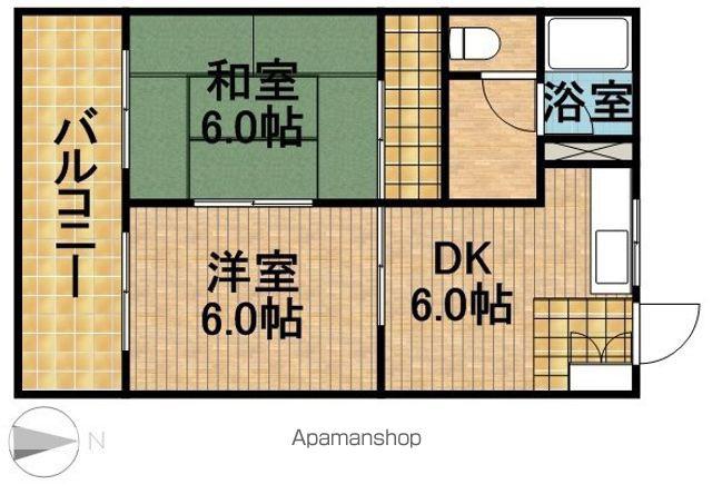 シャトー中川Ⅵ(2DK/1階)の間取り写真