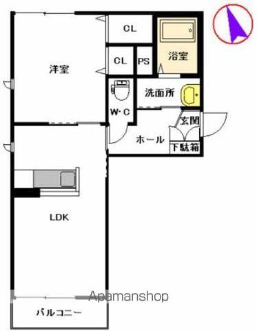 トップスターコート宮崎 D棟(1LDK/2階)の間取り写真