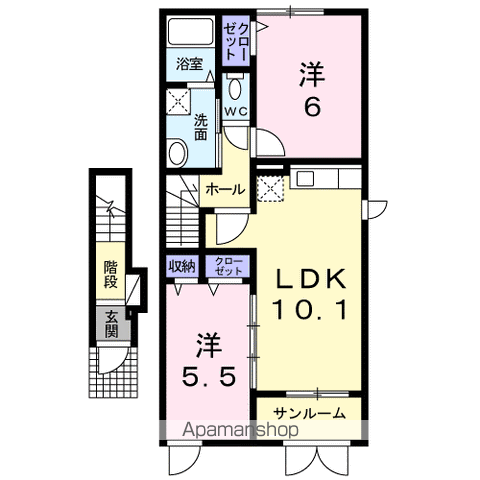 エアリースクエアⅡ(2LDK/2階)の間取り写真