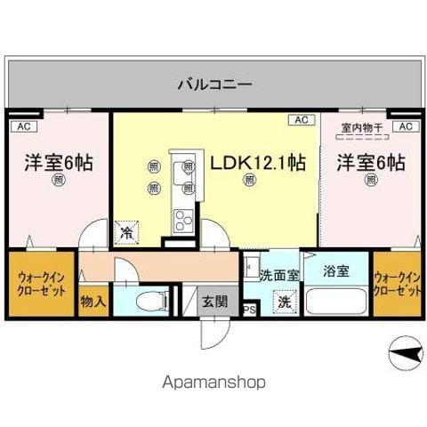 グラシア春日(2LDK/3階)の間取り写真
