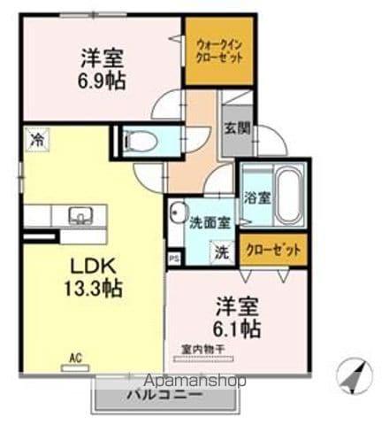 サンカルチェあいおいF棟(2LDK/1階)の間取り写真