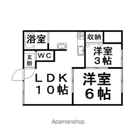 佐々木アパート(2LDK/2階)の間取り写真