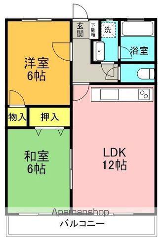 喜来荘(2LDK/1階)の間取り写真
