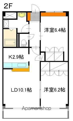 セーリン・スカイ宮原(2LDK/2階)の間取り写真
