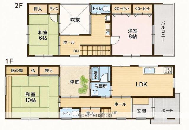 高徳線 栗林駅 徒歩5分 2階建 築31年(3LDK)の間取り写真