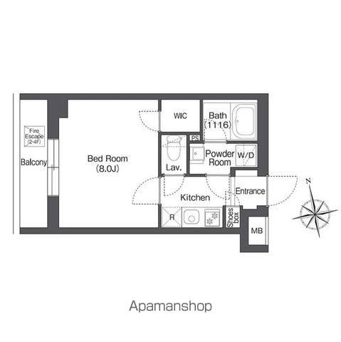 AIFLAT桜上水(1K/4階)の間取り写真