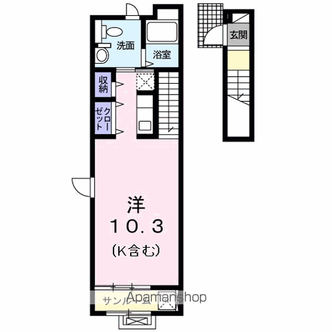 ベル 京王堀之内(ワンルーム/2階)の間取り写真