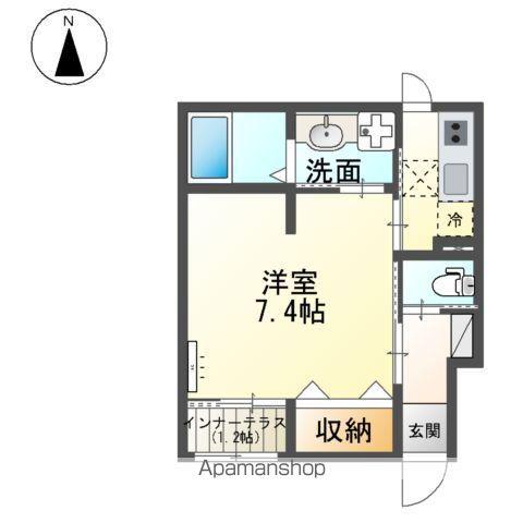 メルヴェールⅡ(1K/1階)の間取り写真