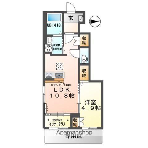エーリオ B(1LDK/1階)の間取り写真