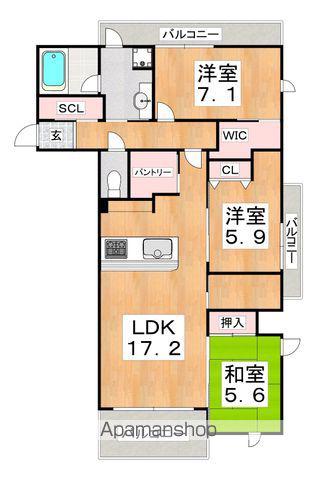 ヴィ—ブル帝塚山(3LDK/3階)の間取り写真