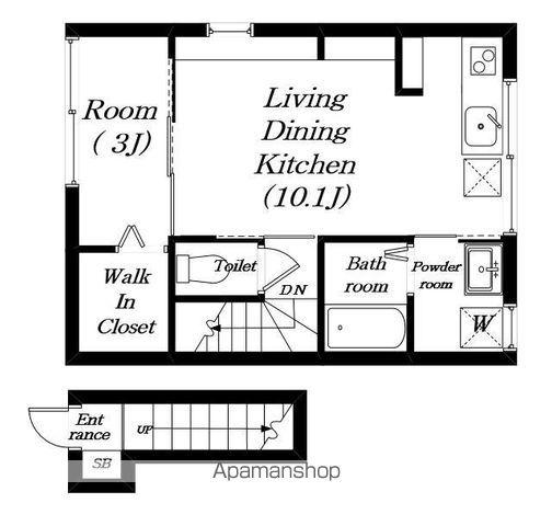 カルフールⅨ C棟(1LDK/2階)の間取り写真