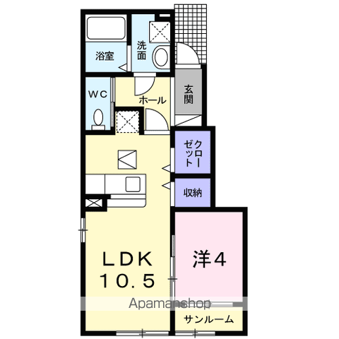 PERSIMMON-K(1LDK/1階)の間取り写真