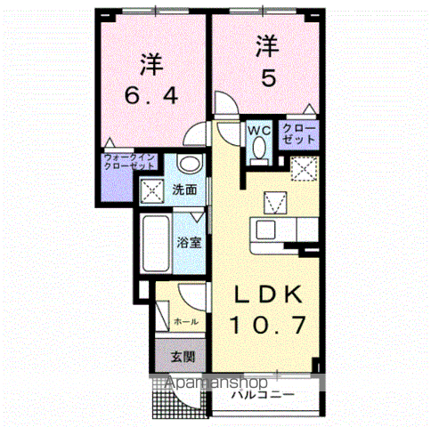アルス・リガーレ(2LDK/1階)の間取り写真