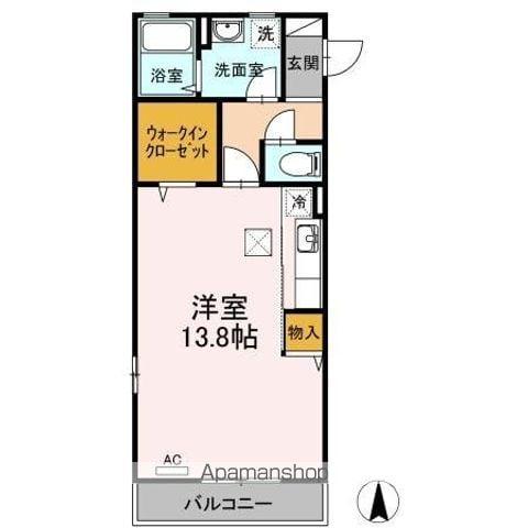 リビングタウン古川北壱番館B(ワンルーム/1階)の間取り写真