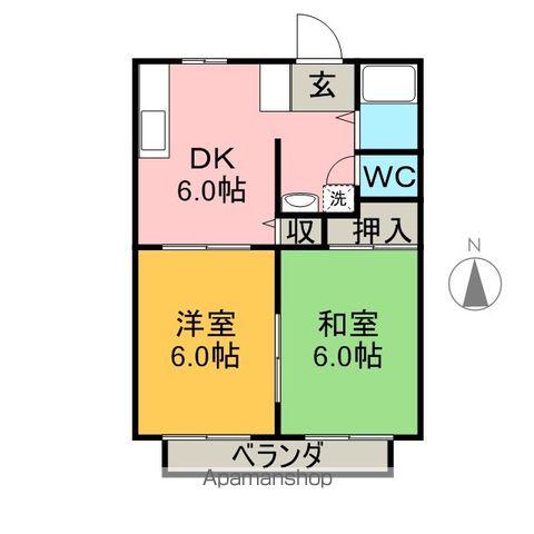 グリーンハイツ(2DK/1階)の間取り写真