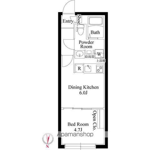 グローリオシェルト駒込西ケ原(1DK/5階)の間取り写真