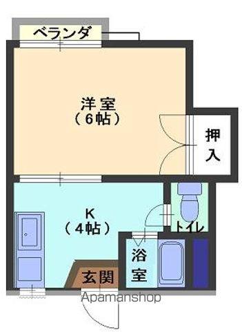 チェリーハイツ B棟(1K/2階)の間取り写真
