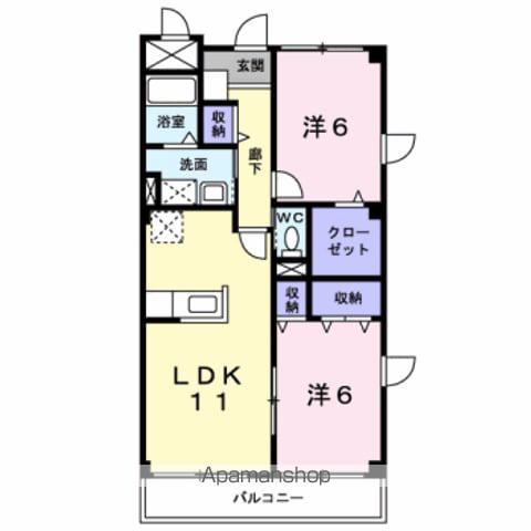 エバーグリーン桜川(2LDK/3階)の間取り写真