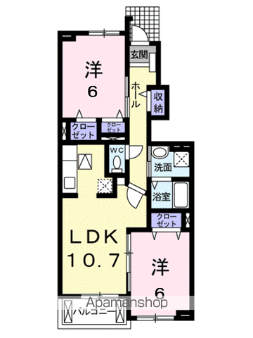 ラ・トゥール・フェリシア(2LDK/1階)の間取り写真