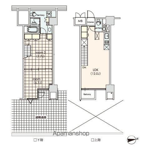 カスタリア芝公園(2LDK/1階)の間取り写真
