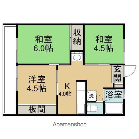 シティハイムグリーンユイB(3K/2階)の間取り写真