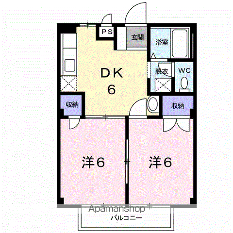 ハイムロジュマンA(2DK/2階)の間取り写真
