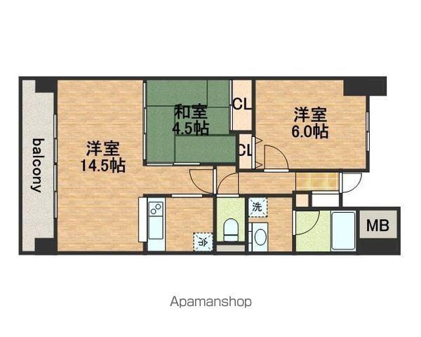 キングマンションプリフォール谷町(2LDK/5階)の間取り写真