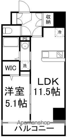 スパシアス鉄砲町東(1LDK/7階)の間取り写真