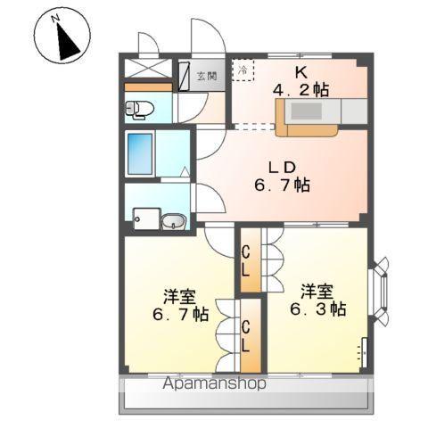 ランドマーク曙壱番館(2LDK/3階)の間取り写真
