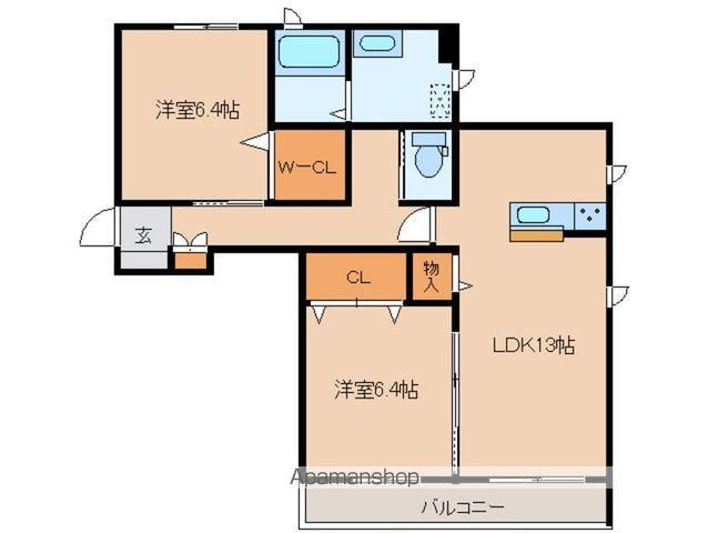 VILLA ESPOIR(2LDK/1階)の間取り写真