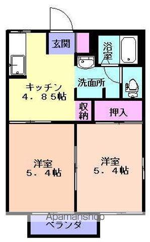 ハピネスタウンA棟(2K/2階)の間取り写真