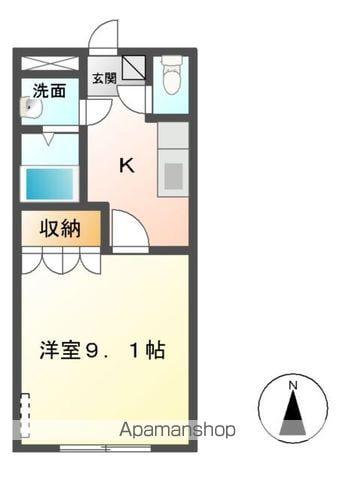 シャルトル1(1K/1階)の間取り写真