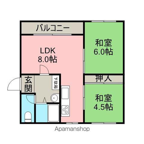 7条ハイツ(2LDK/1階)の間取り写真