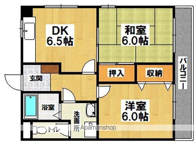 ラポール住吉(2DK/4階)の間取り写真