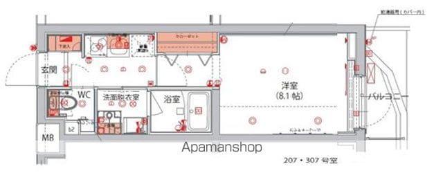 ハーモニーレジデンス新宿 THE ノース(1K/2階)の間取り写真