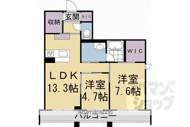 山陰本線 丹波口駅 徒歩6分 4階建 築3年(2LDK/2階)の間取り写真
