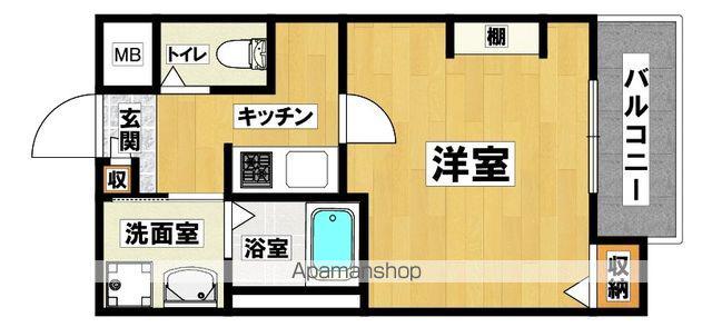 ジーイーヌフ(1K/4階)の間取り写真