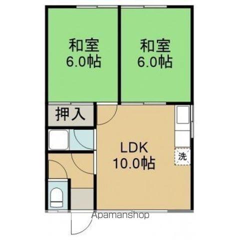 神山2丁目11番1棟2戸(2LDK/1階)の間取り写真